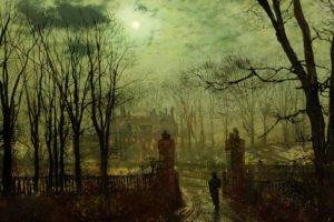 John Atkinson Grimshaw, Classic art, Moon, Night, Painting, Artwork