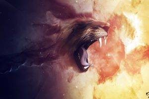 abstract, Artwork, Lion, Space