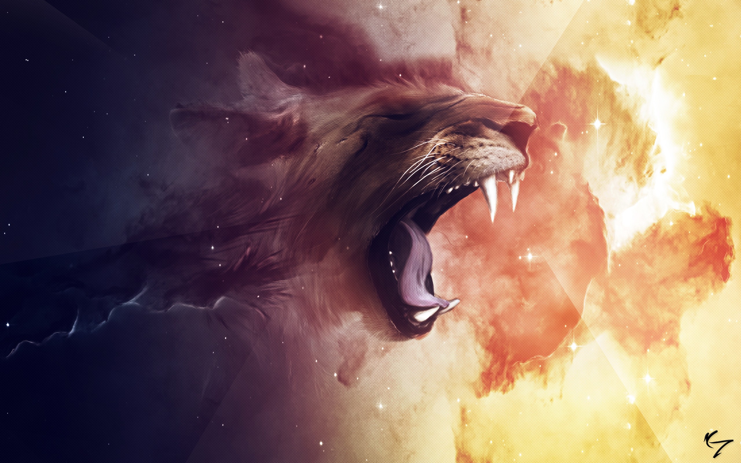 abstract, Artwork, Lion, Space Wallpaper
