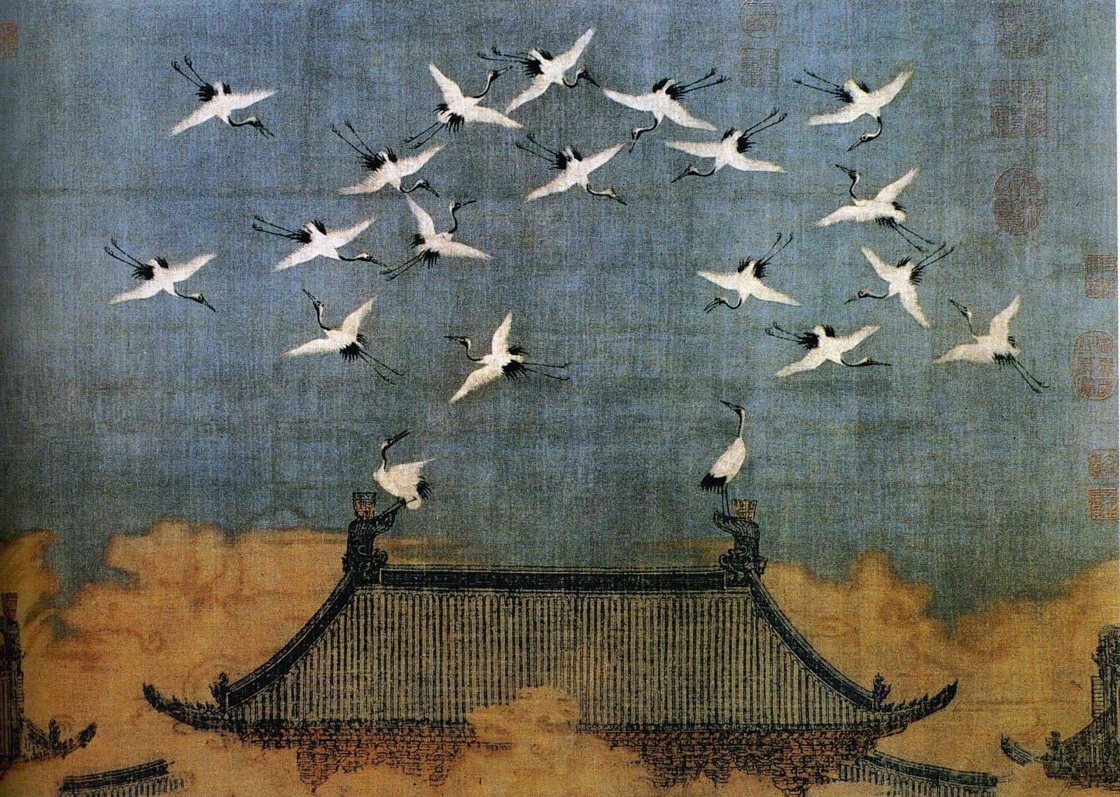 Emperor Huizong of Song, Artwork, Chinese, Painting, Cranes Wallpaper