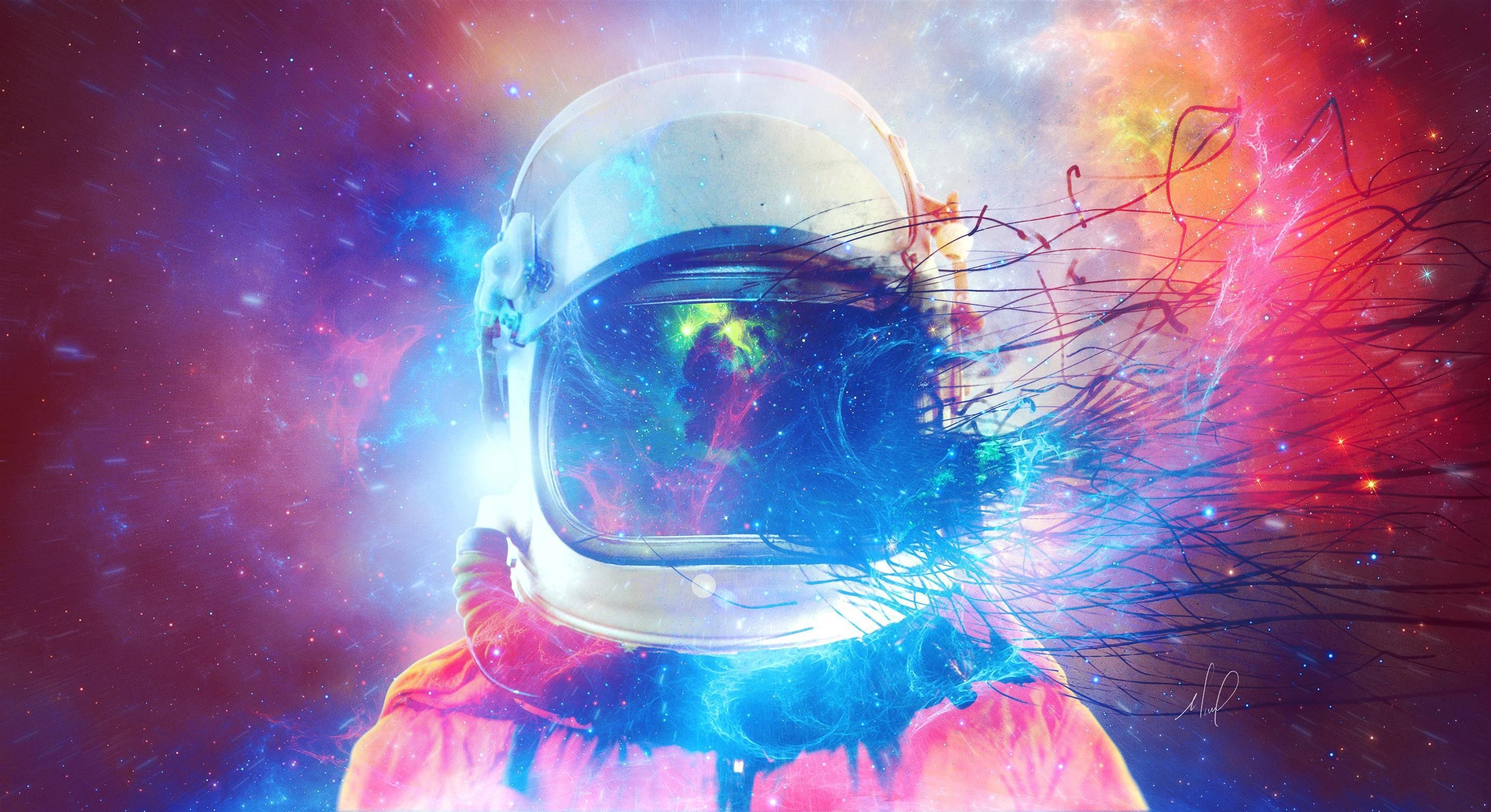 astronaut, Abstract, Colorful Wallpaper