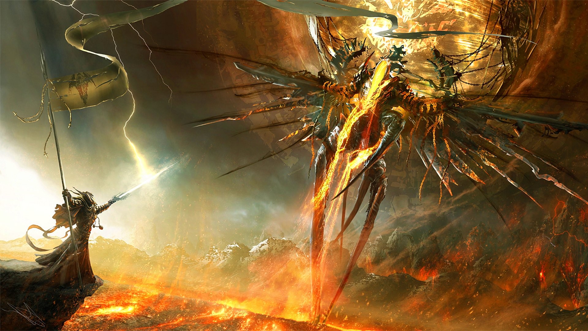 Diablo III, Angel, Demon, Fantasy art, Fan art, Fire Wallpapers HD