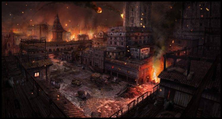 artwork, Video games, Hunted: The Demons Forge, City, Concept art HD Wallpaper Desktop Background