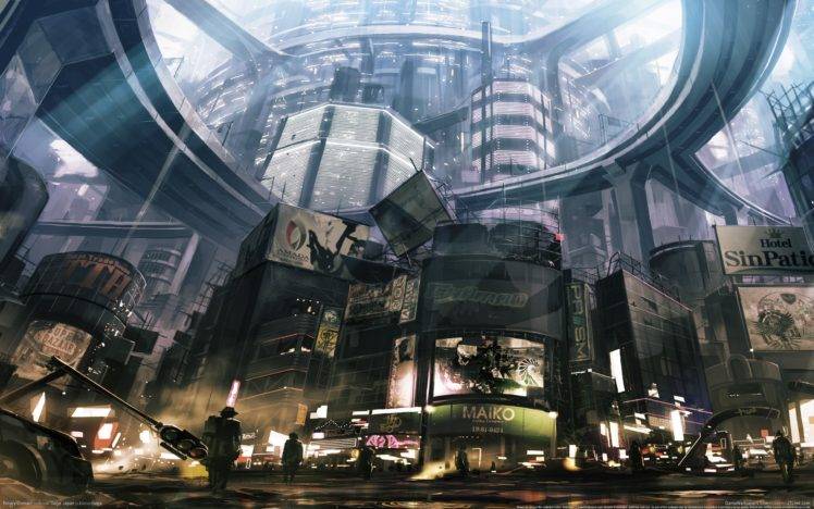 artwork, Cityscape, Cyberpunk, Futuristic HD Wallpaper Desktop Background