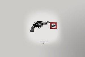 Gianmarco Magnani, Silence Television, Minimalism, Artwork, Simple background, Weapon, Revolver