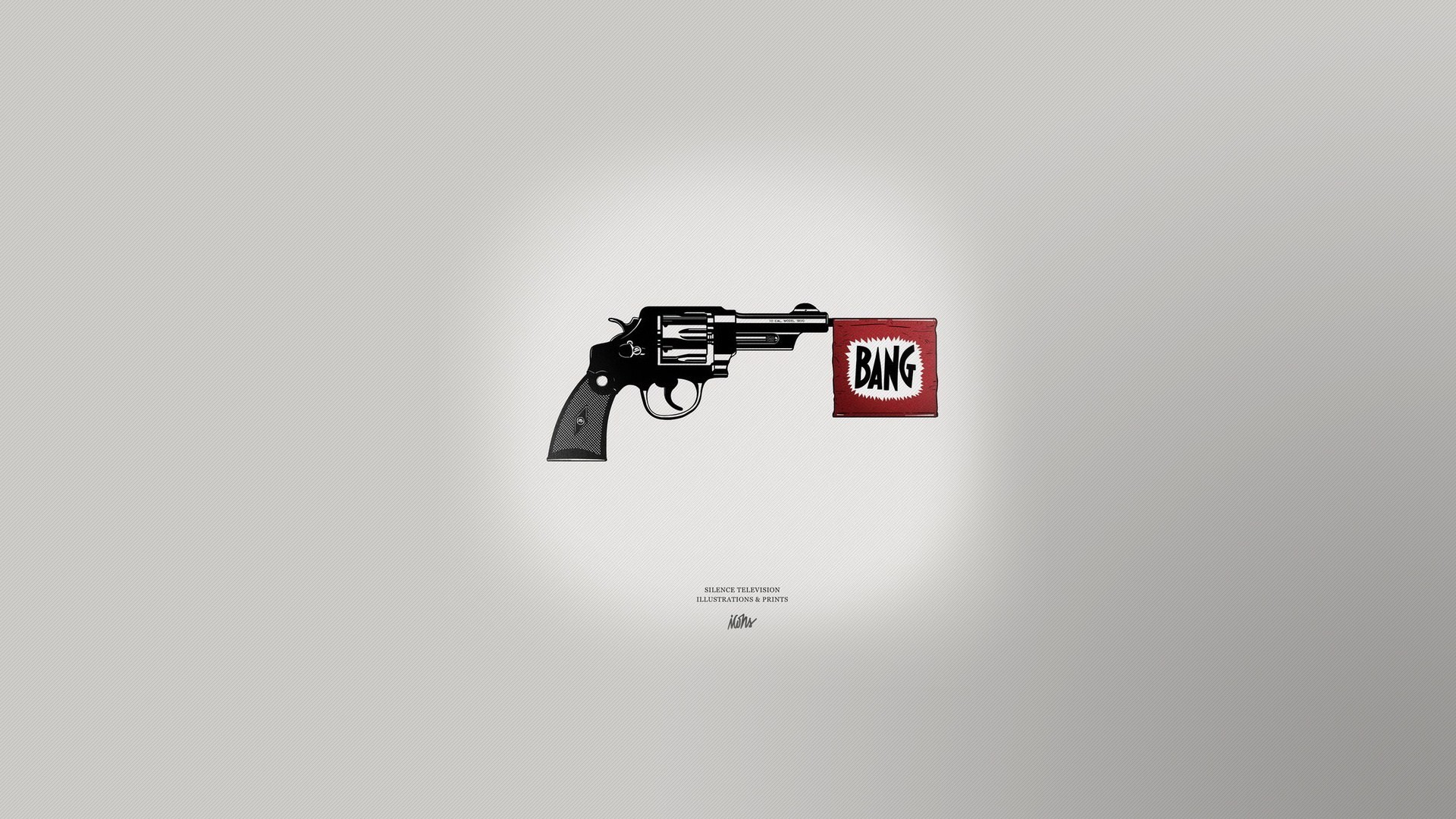 Gianmarco Magnani, Silence Television, Minimalism, Artwork, Simple background, Weapon, Revolver Wallpaper