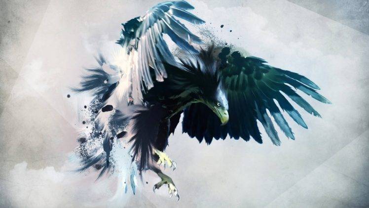 artwork, Simple background, Eagle, Birds, Painting HD Wallpaper Desktop Background