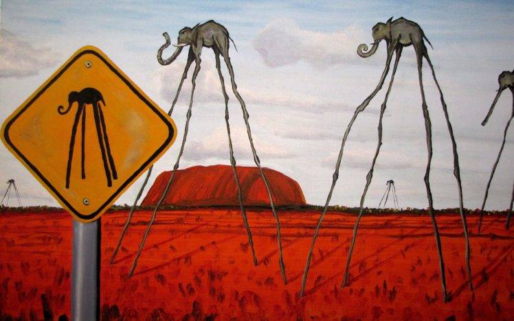 artwork, Salvador Dalí, Elephants, Signs HD Wallpaper Desktop Background
