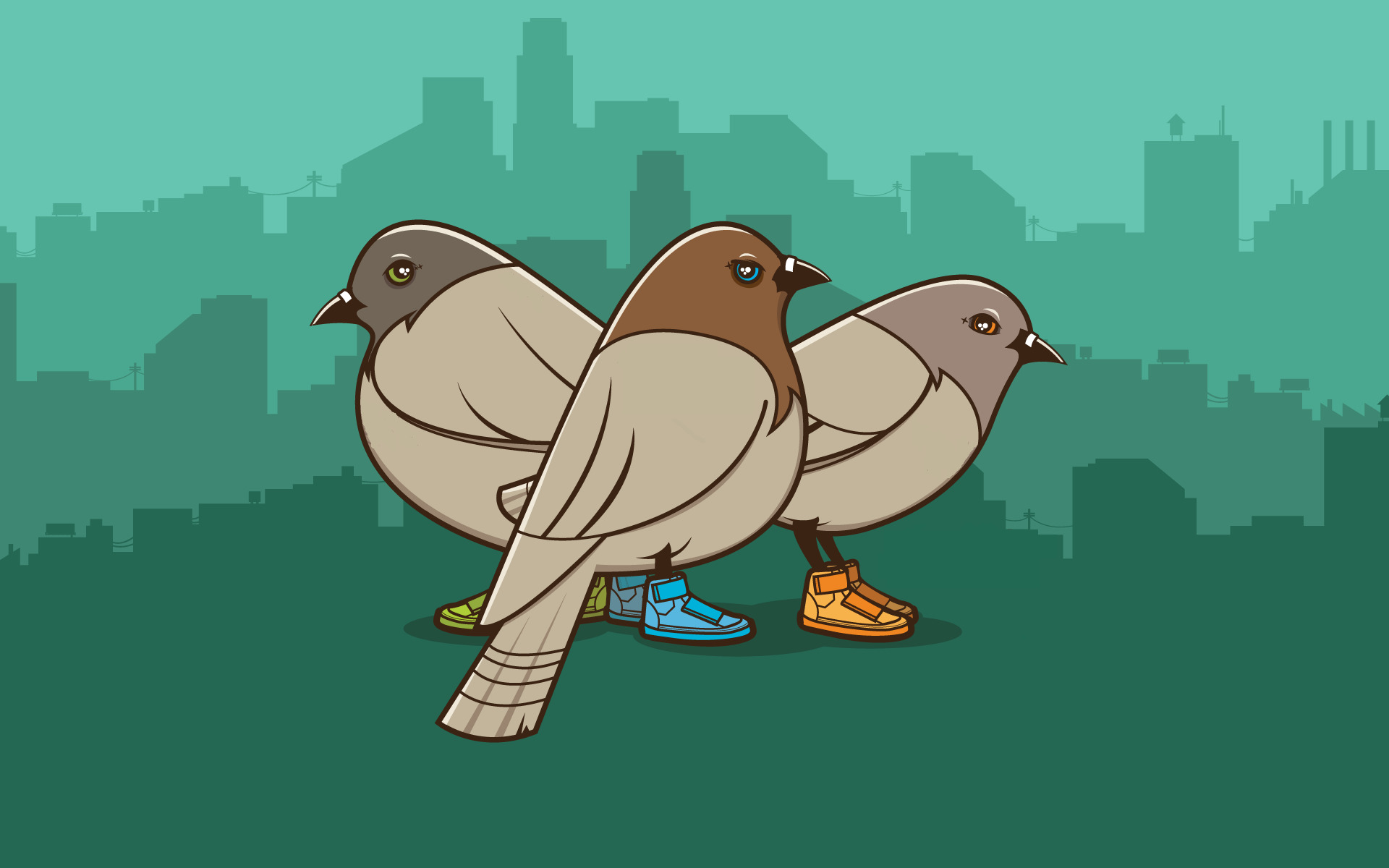 pigeons, Birds, Shoes, Skyline, Jared Nickerson, Simple, Simple background Wallpaper