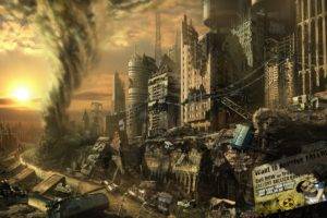 apocalyptic, City, Building, Nuclear, Ruin, Fallout