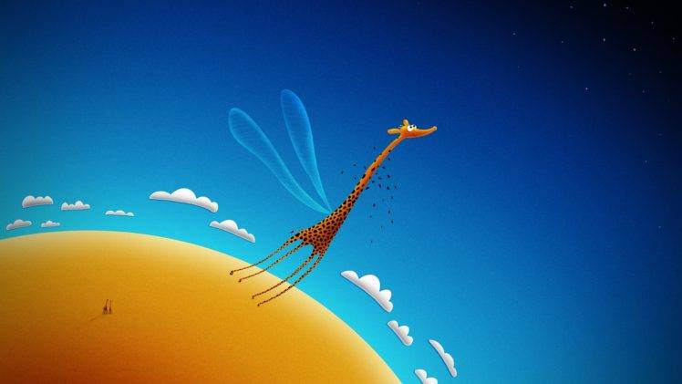 giraffes, Wings, Artwork HD Wallpaper Desktop Background