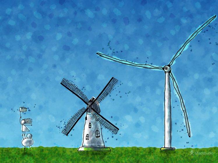 Vladstudio, Windmills, Artwork, Turbines, Wind turbine HD Wallpaper Desktop Background