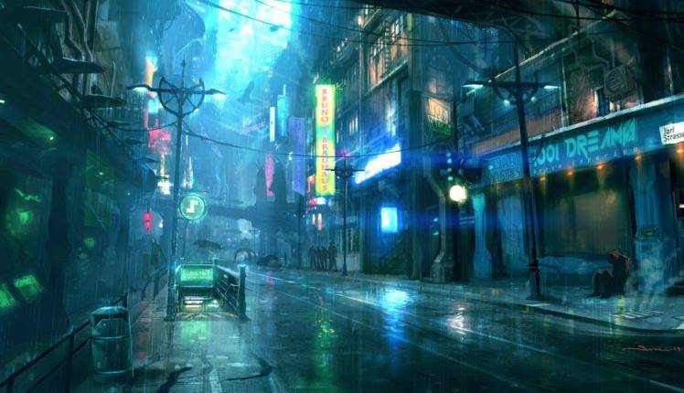 cyberpunk, Neon, Artwork, Ship HD Wallpaper Desktop Background