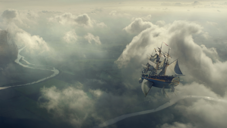 sailing ship, Artwork, Concept art HD Wallpaper Desktop Background