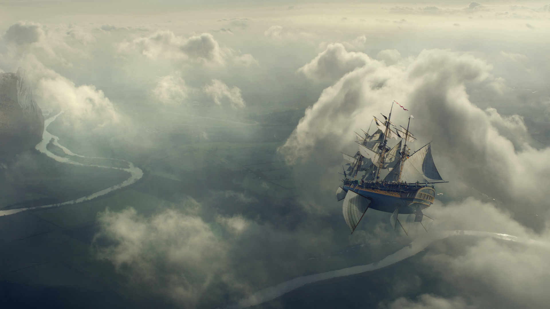 sailing ship, Artwork, Concept art Wallpaper