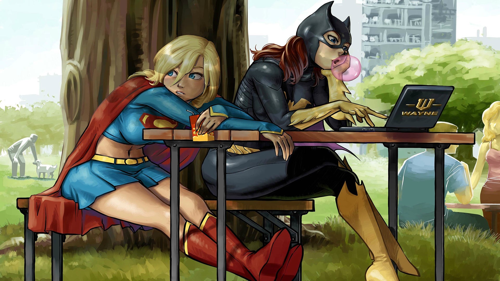 Batgirl, Supergirl, Artwork Wallpaper