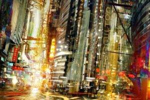 Daniel Dociu, Cityscape, Science fiction, Lights, Concept art, Building, Artwork