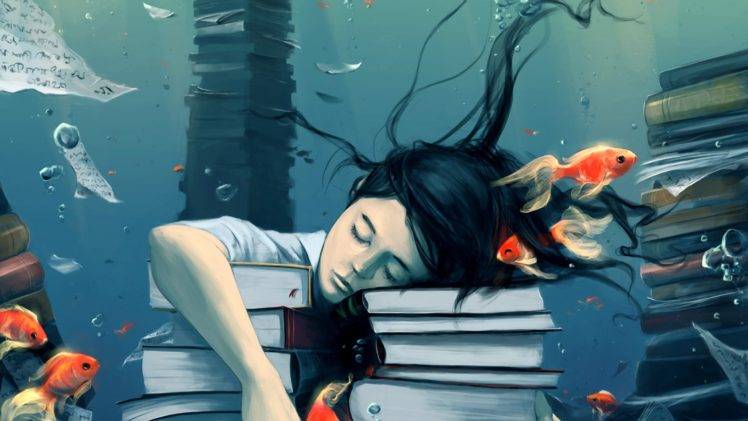 underwater, Artwork, Books HD Wallpaper Desktop Background