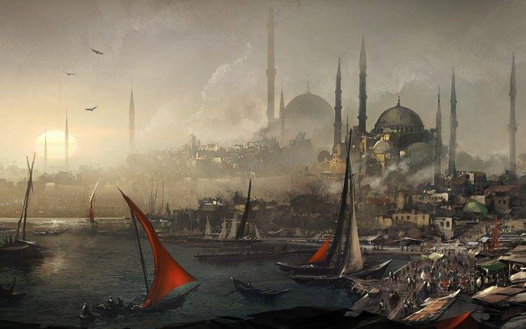 mosques, Istanbul, Turkey, Assassins Creed: Revelations, Haliç, Artwork HD Wallpaper Desktop Background
