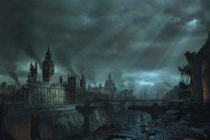 artwork, Apocalyptic, London, Big Ben