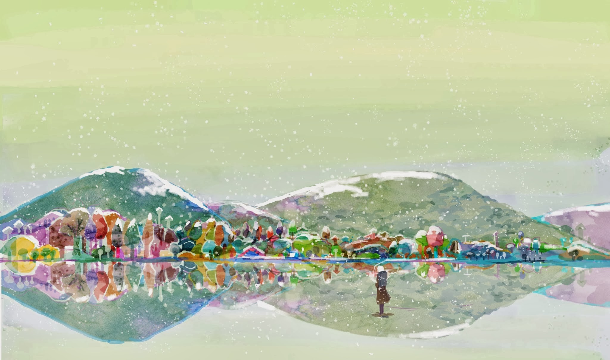 Mushishi, Artwork, Snow, Reflection Wallpaper
