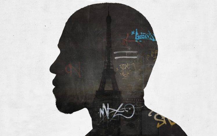 Alex Cherry, Kanye West, Graffiti, Eiffel Tower, Profile, Artwork HD Wallpaper Desktop Background