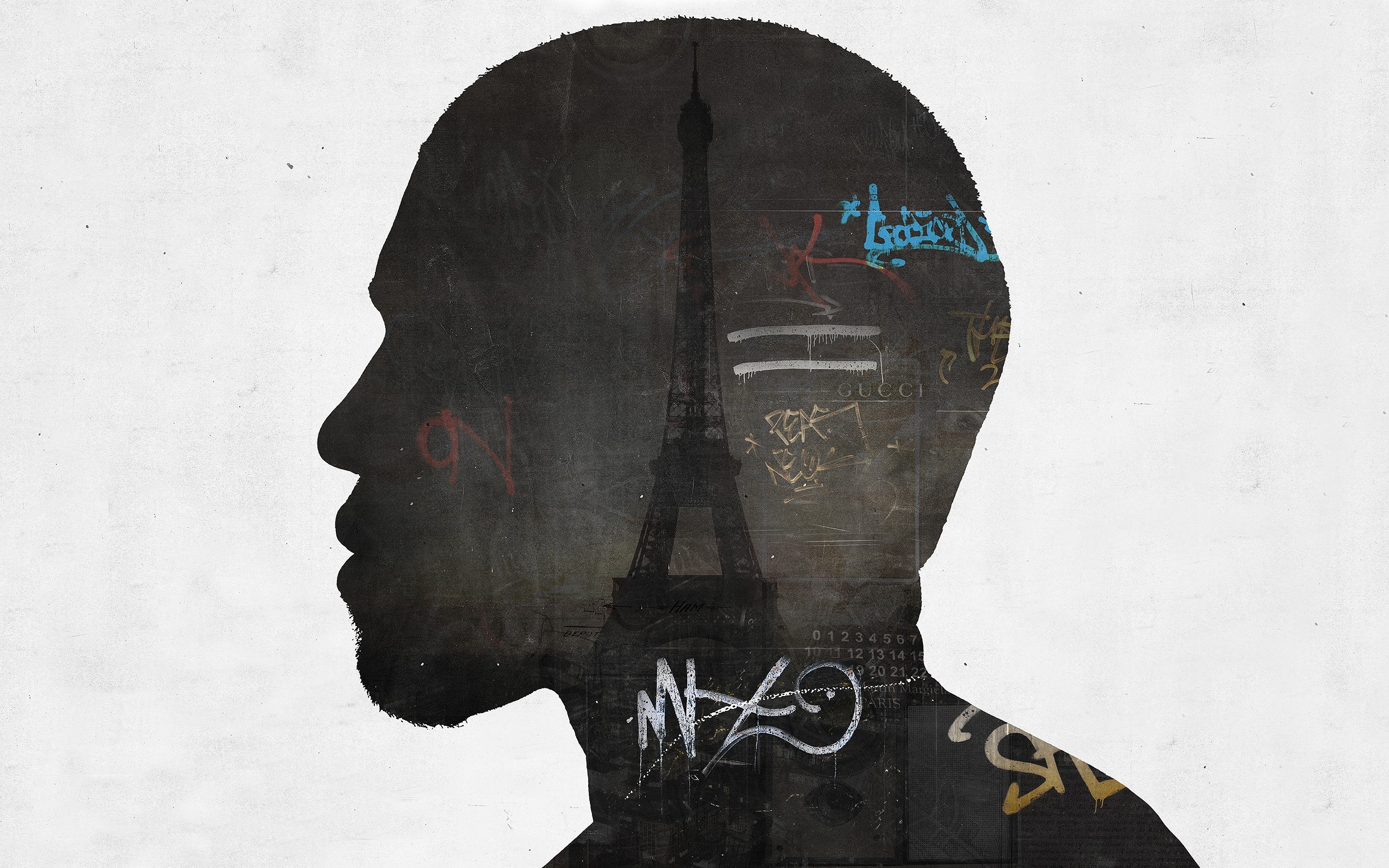 Alex Cherry, Kanye West, Graffiti, Eiffel Tower, Profile, Artwork Wallpaper