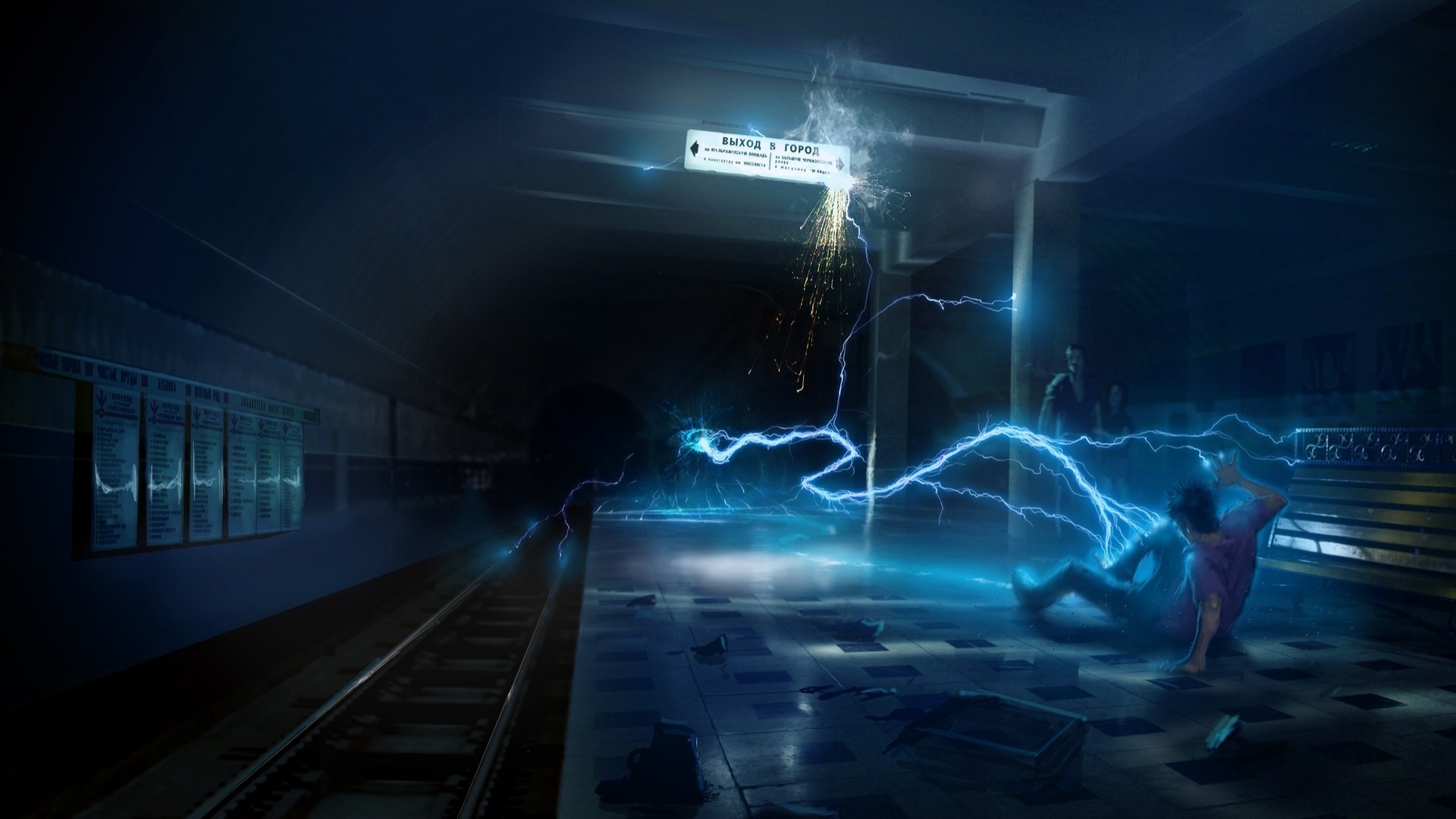 artwork, Electricity, Concept art, Subway Wallpaper
