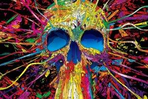 Matei Apostolescu, Skull, Artwork, Abstract, Psychedelic, Digital art, Colorful