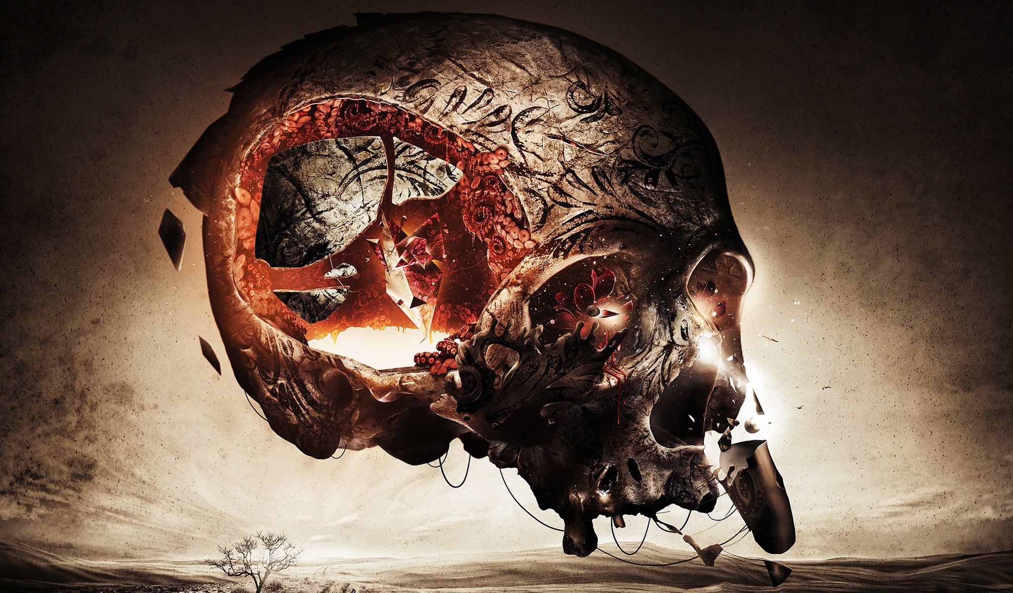 artwork, Skull Wallpaper