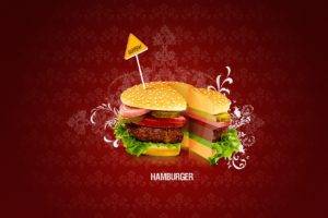 hamburgers, Meat, Food, Digital art