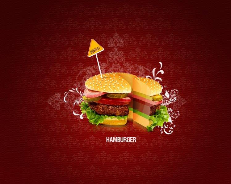 hamburgers, Meat, Food, Digital art HD Wallpaper Desktop Background