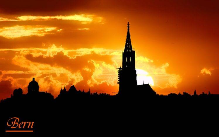 Bern, Skyline, City, Sunset, Sunrise HD Wallpaper Desktop Background