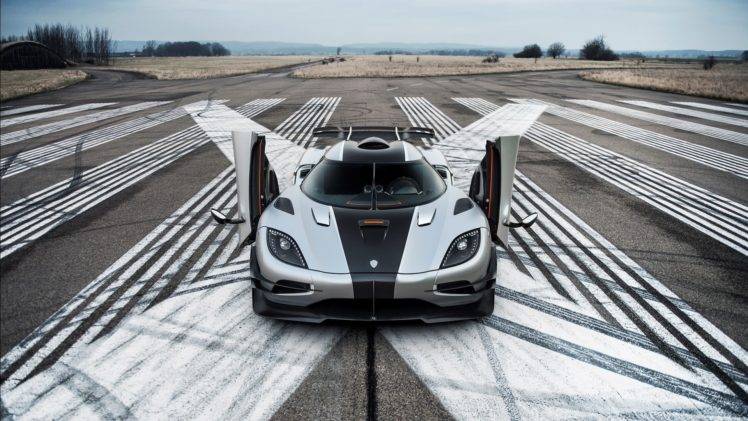 Koenigsegg One:1, Runway, Silver, White, Car, Motors, Koenigsegg HD Wallpaper Desktop Background