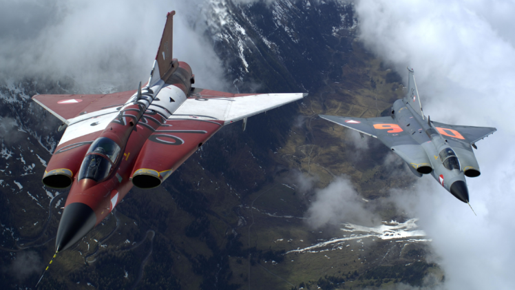 vehicle, Airplane, Jet fighter, Saab 35 Draken HD Wallpaper Desktop Background