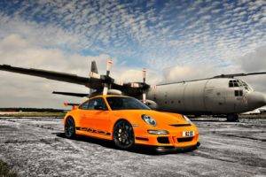 car, Porsche, Orange cars
