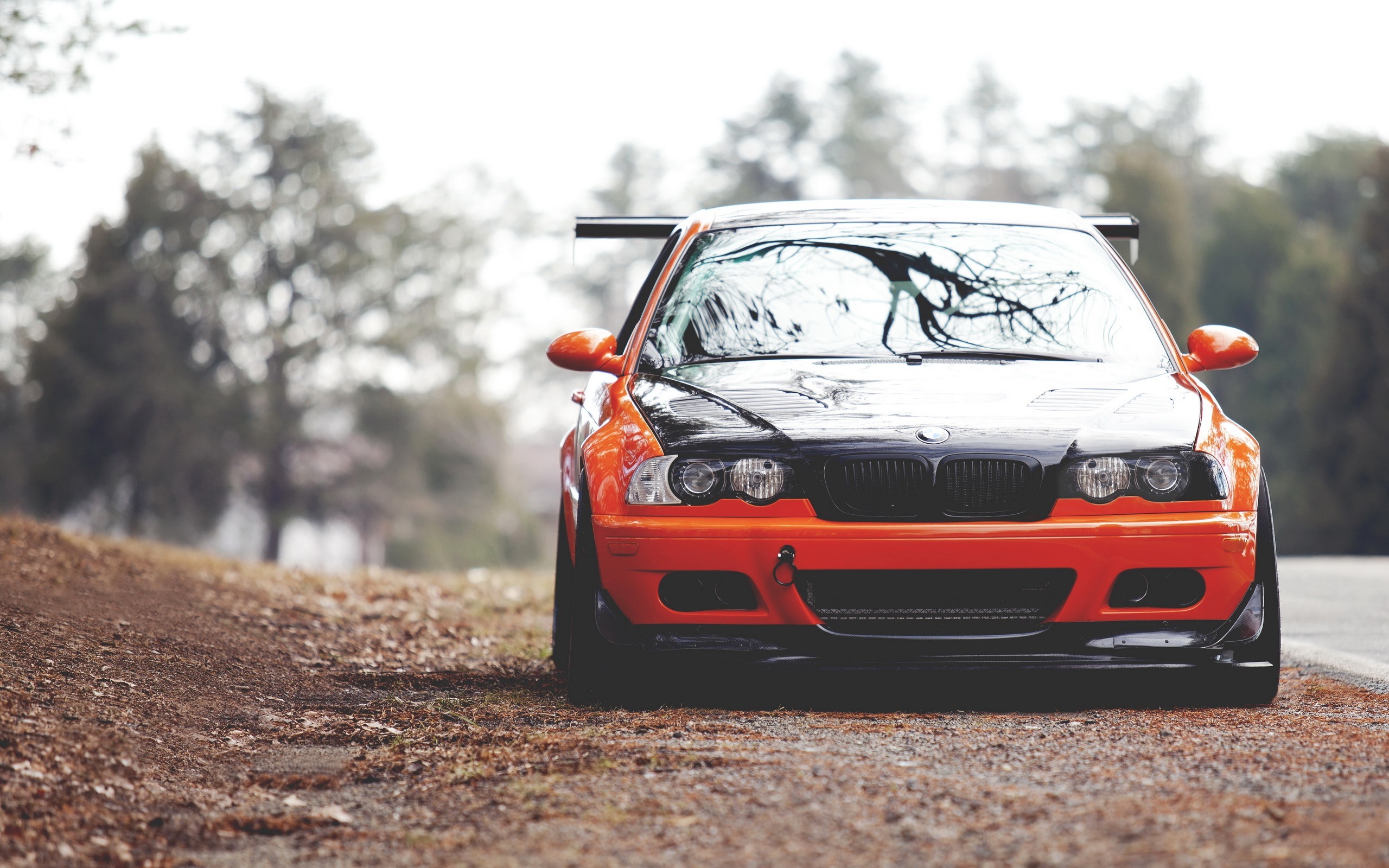 car, BMW, Tuning, Road, Orange Wallpaper