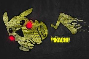 Pikachu, Pokemon, Word clouds, Typographic portraits