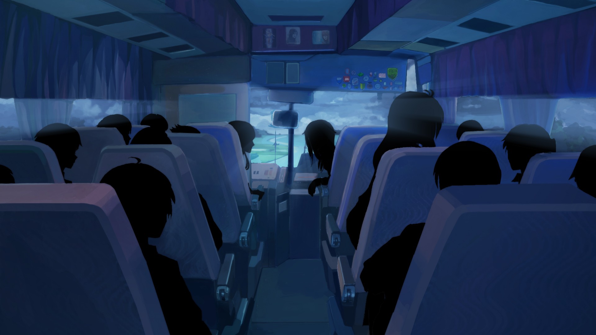 shadow, Buses, Clouds, Everlasting Summer, Anime, People Wallpaper