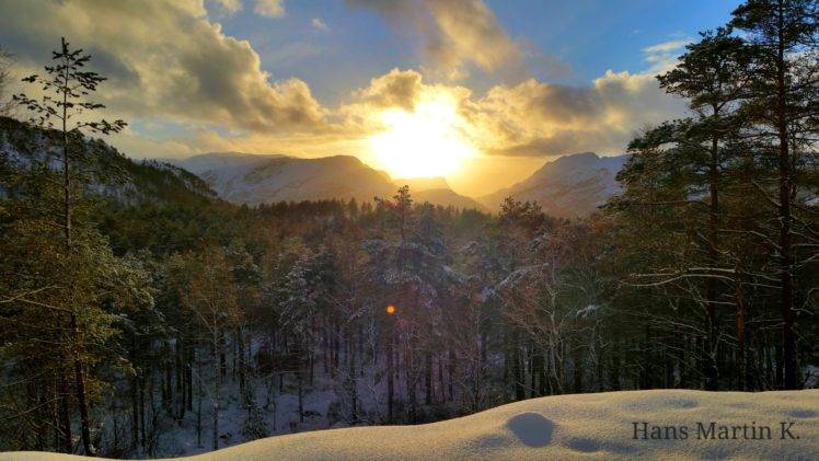 Norway, Snow, Mountain, Forest HD Wallpaper Desktop Background