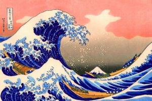 painting, The Great Wave off Kanagawa, Classic art, Waves, Japanese