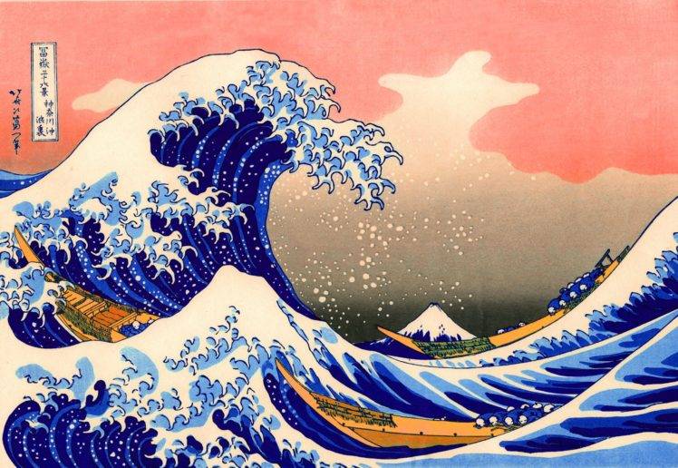 painting, The Great Wave off Kanagawa, Classic art, Waves, Japanese HD Wallpaper Desktop Background