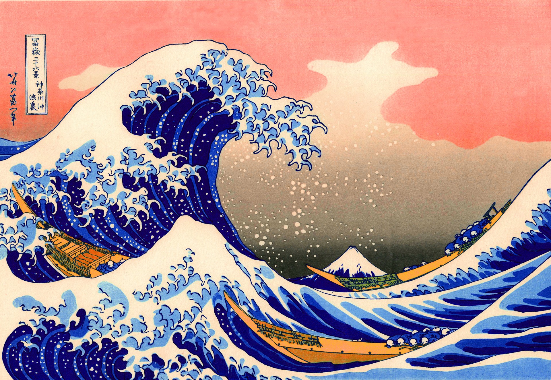 painting, The Great Wave off Kanagawa, Classic art, Waves, Japanese Wallpaper