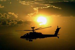 AH 64 Apache, Sunset, Helicopters