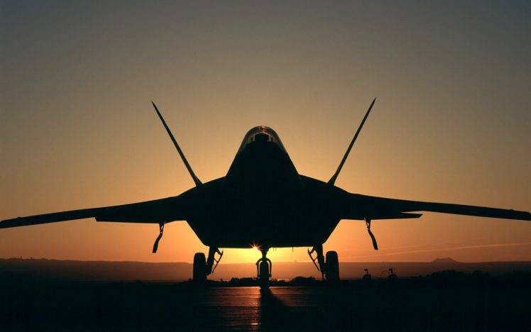 aircraft, F 22 Raptor, Sunset, Silhouette HD Wallpaper Desktop Background
