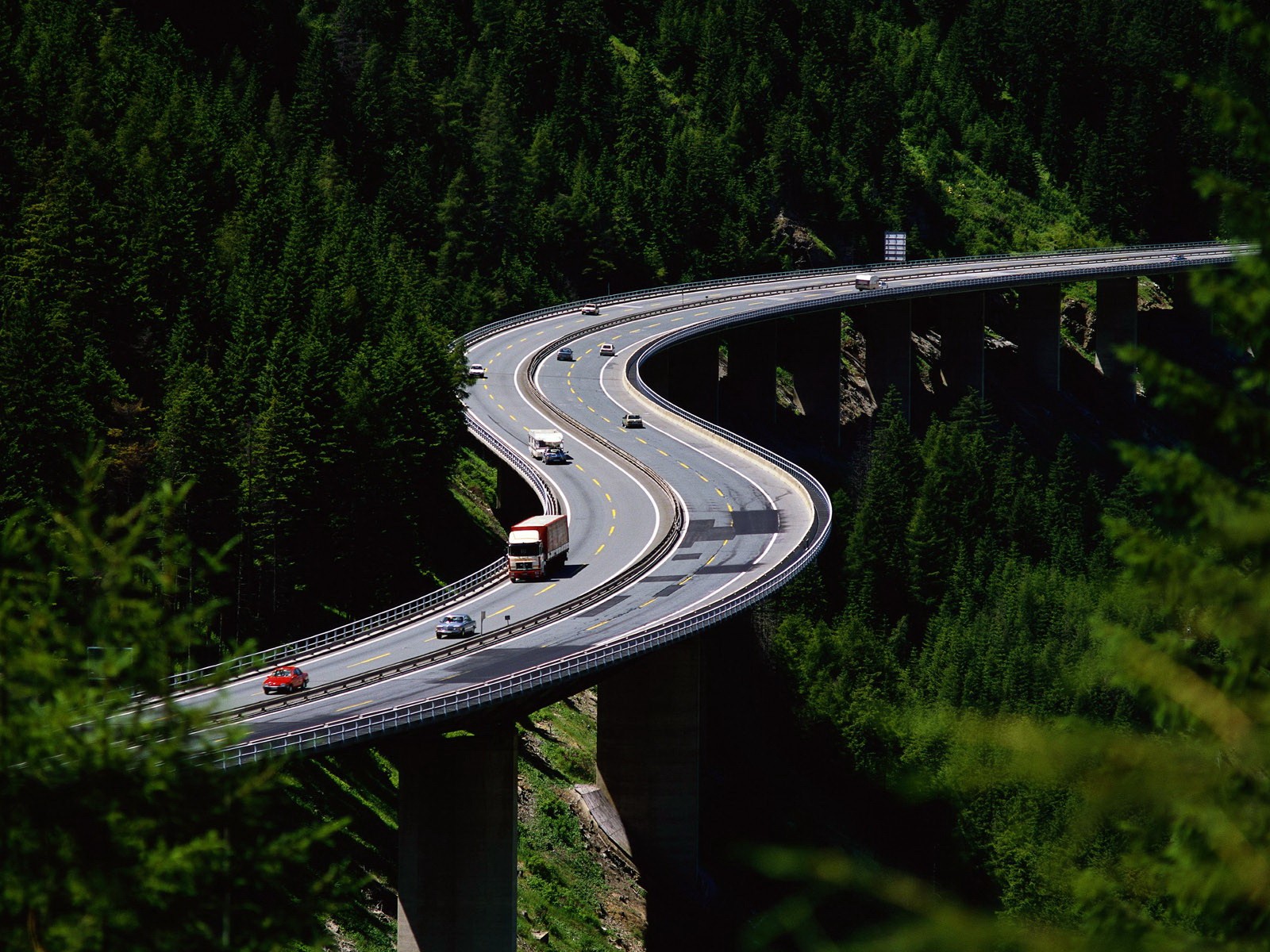street, Road, Hairpin turns, Forest Wallpaper