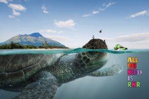 turtle, Split view, Sea, Photo manipulation