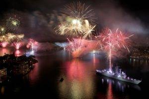 fireworks, Military, Vehicle, Warship, Night