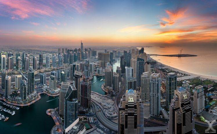city, Cityscape, Dubai, United Arab Emirates, Skyscraper, Sunset HD Wallpaper Desktop Background