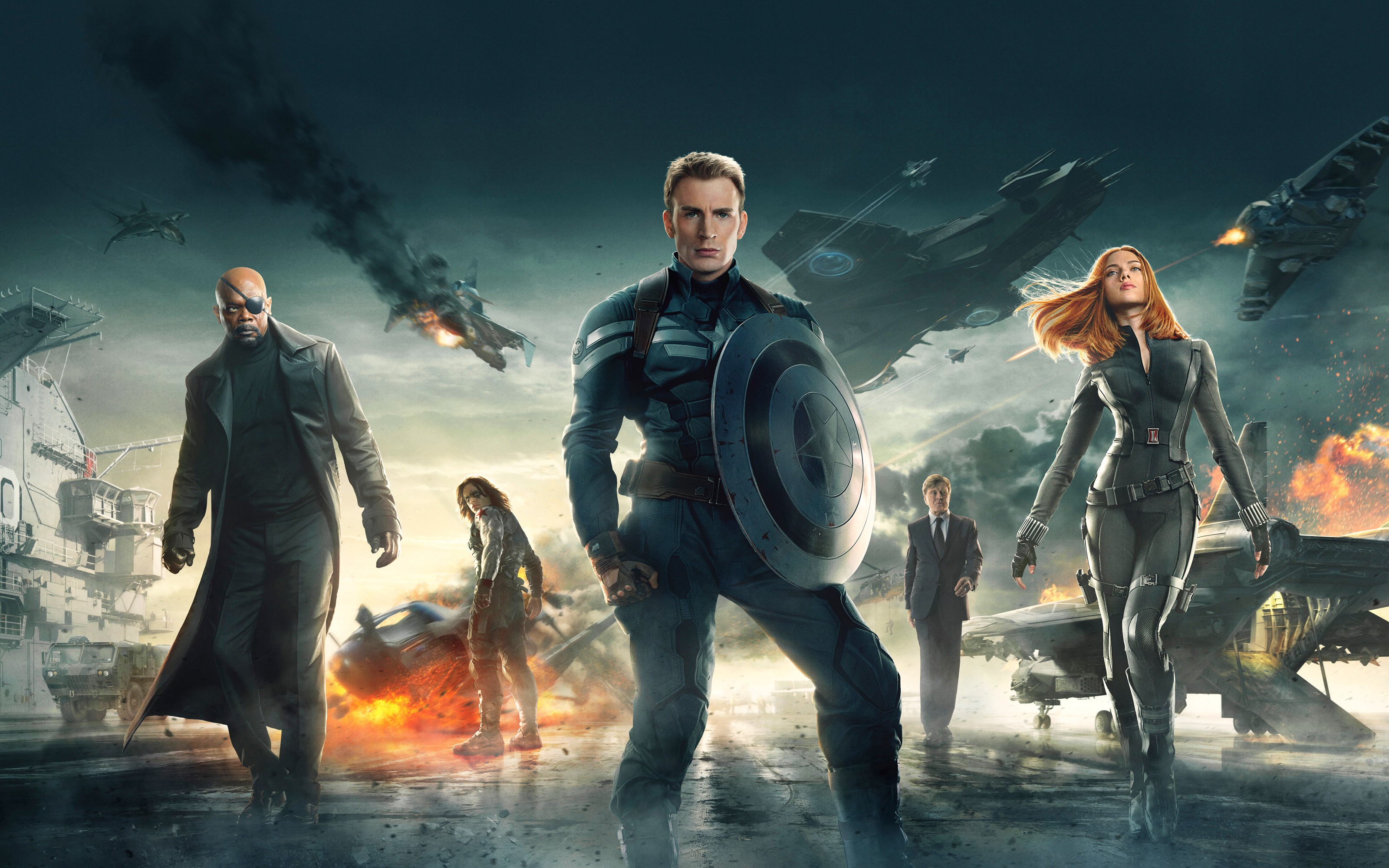 Captain America: The Winter Soldier, Chris Evans, Captain America, Black Widow Wallpaper